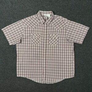 Vintage Express Rider Western Pearl Snap Shirt Mens 2XL Red Plaid Short Sleeve